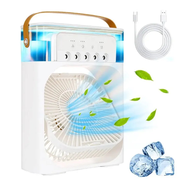 Portable Air Conditioner Fan | Usb Electric Fan With Led Night Light, Fine Mist Water, And Humidifier Function | Led Night Light Water Mist | Random Color
