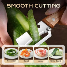 3-in-1 Wood Handle Peeler | Ultra-Sharp Blade + Scallion Shredder + Bottle Opener